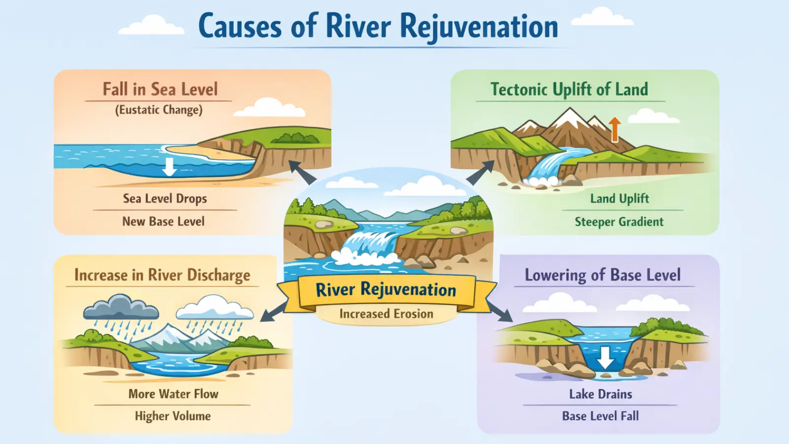 causes of river rejuvenation
